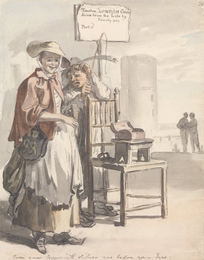 Les cris de Londres - Transformez votre cuivre en argent maintenant sous vos yeux (Conception de la page de titre) - Paul Sandby